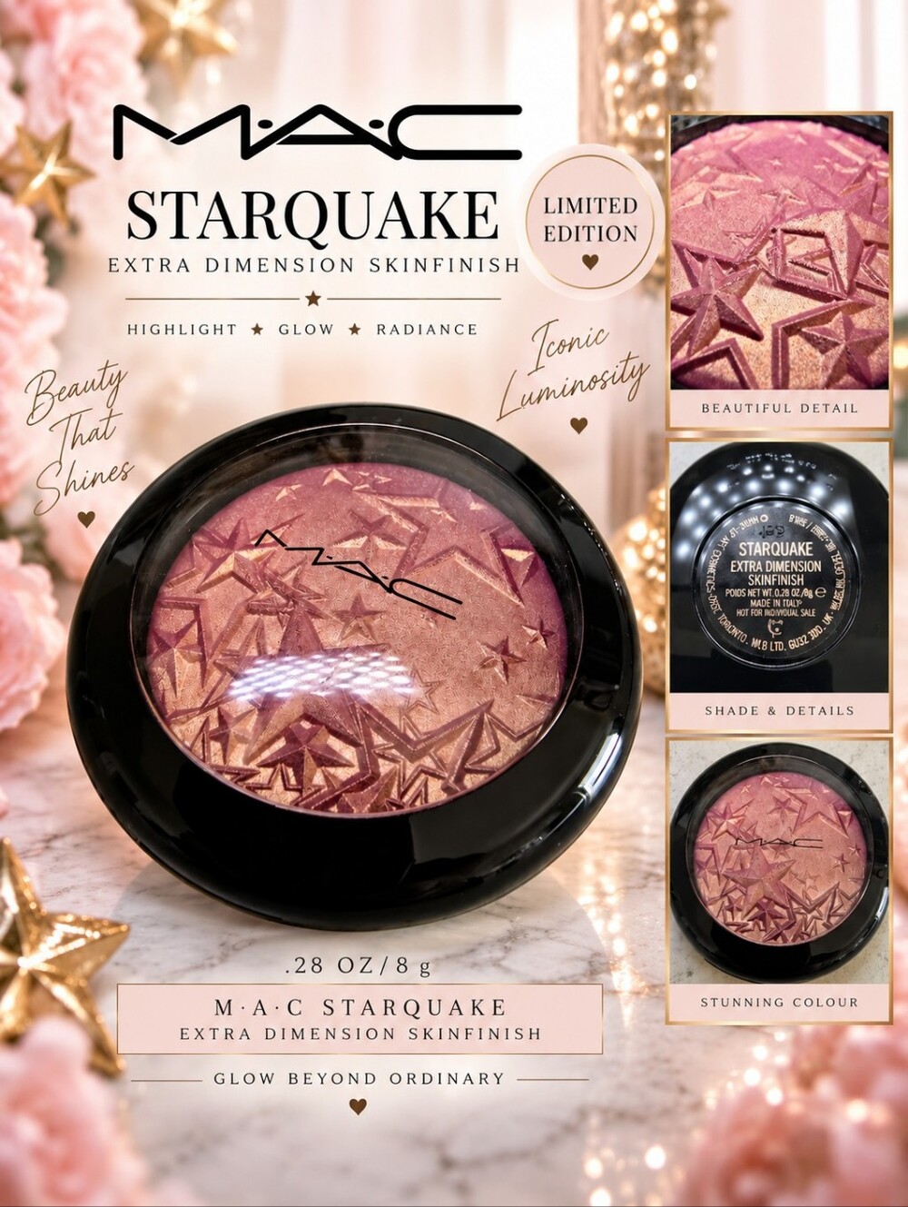 RARE Christmas MAC Extra Dimension Skinfinish Highlighter Starquake ✨ LE No Box